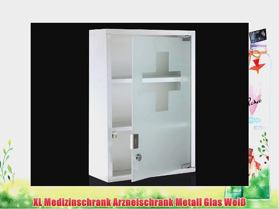 XL Medizinschrank Arzneischrank Metall Glas Wei?