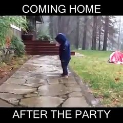 Drunken baby coming home after party
