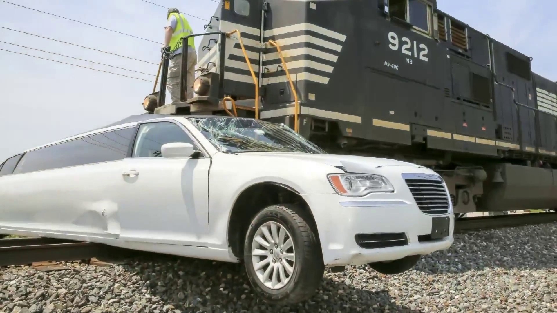 limousine gets hit and destroyed by a train while stuck on tracks at crossing video dailymotion limousine gets hit and destroyed by a train while stuck on tracks at crossing