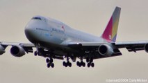 Asiana Airlines Boeing 747-400 Passengers and Cargo. Landing in Frankfurt Airport. Plane Spotting