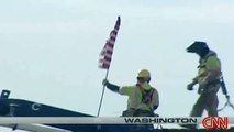 Ironworker salutes flag