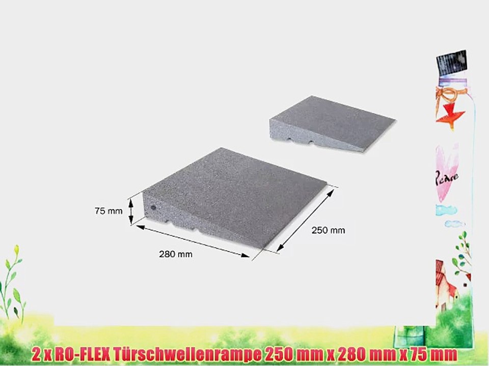 RO-FLEX T?rschwellenrampen-Set 250 / 75 mm hoch aus Gummifasern (grau)