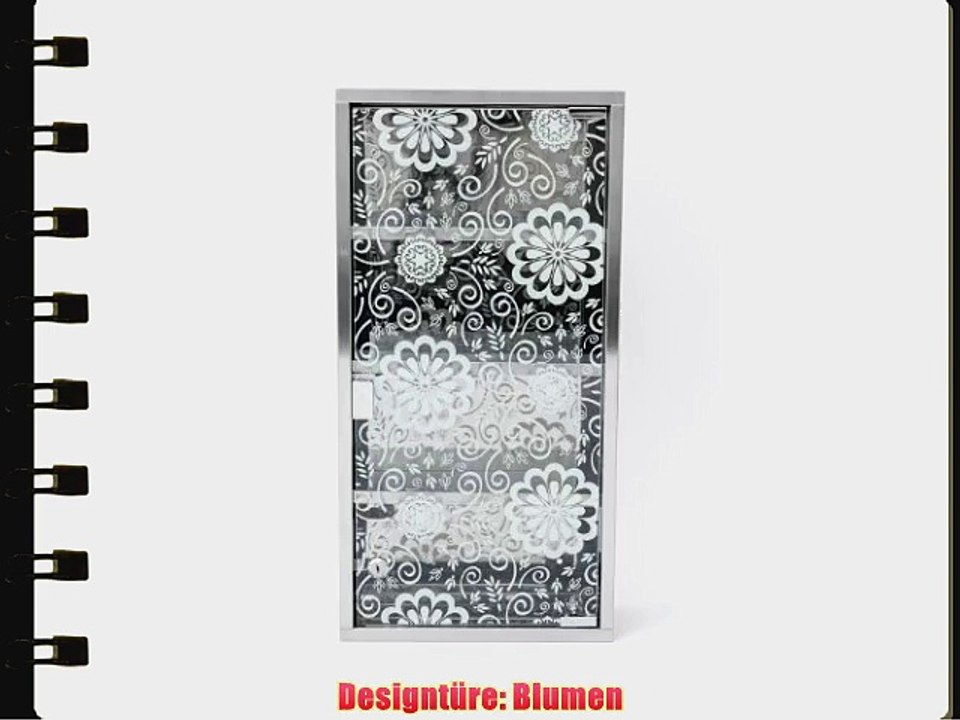 60cm Medizinschrank Arzneischrank Edelstahl matt Glas XXL Hausapotheke Blumen