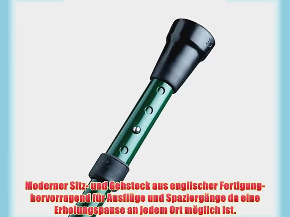 Teleskop Sitzstock und Gehstock faltbar schwarz mit passender Tasche