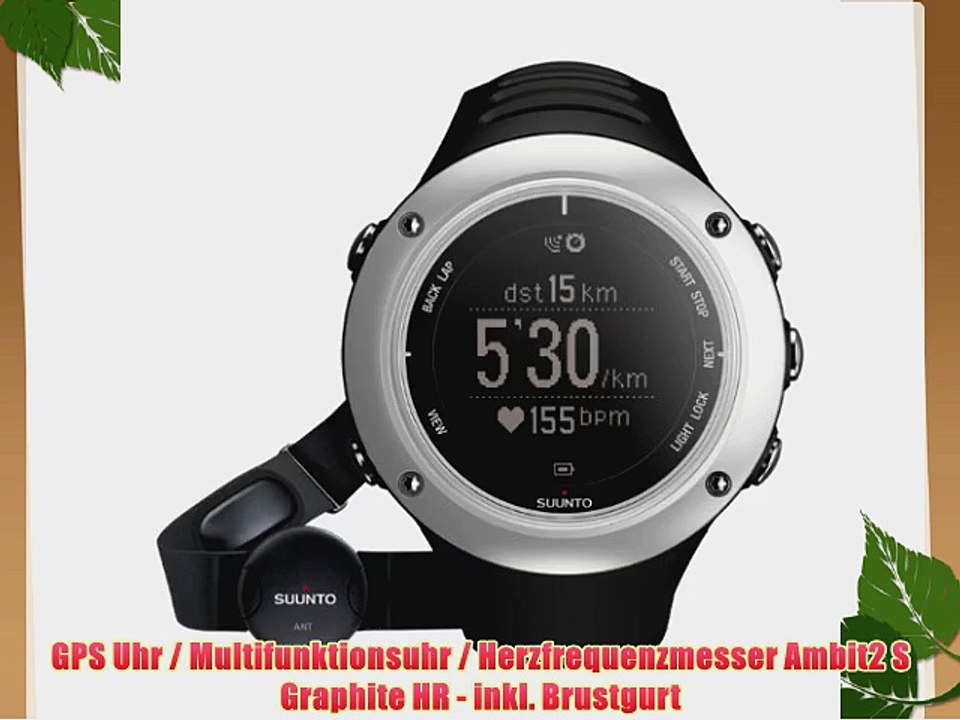GPS Uhr / Multifunktionsuhr / Herzfrequenzmesser Ambit2 S Graphite HR - inkl. Brustgurt