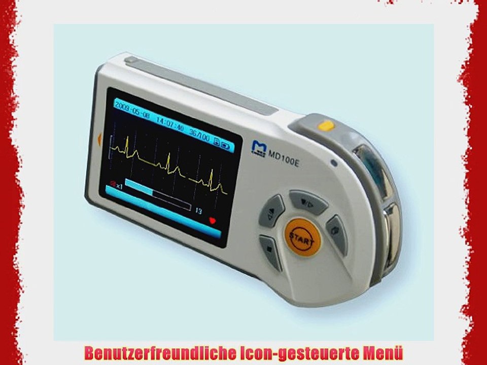 Handheld EKG - Ger?t MD 100E LED-Display inklusive Speicherkarte Elektroden Elektrodenkabel