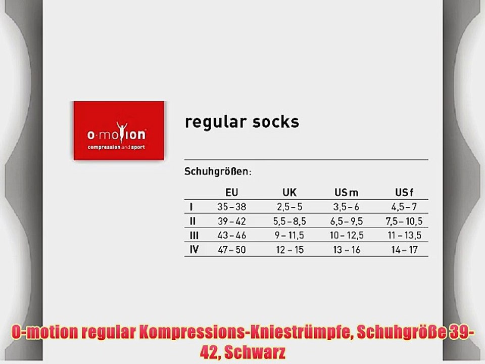 O-motion regular Kompressions-Kniestr?mpfe Schuhgr??e 39-42 Schwarz