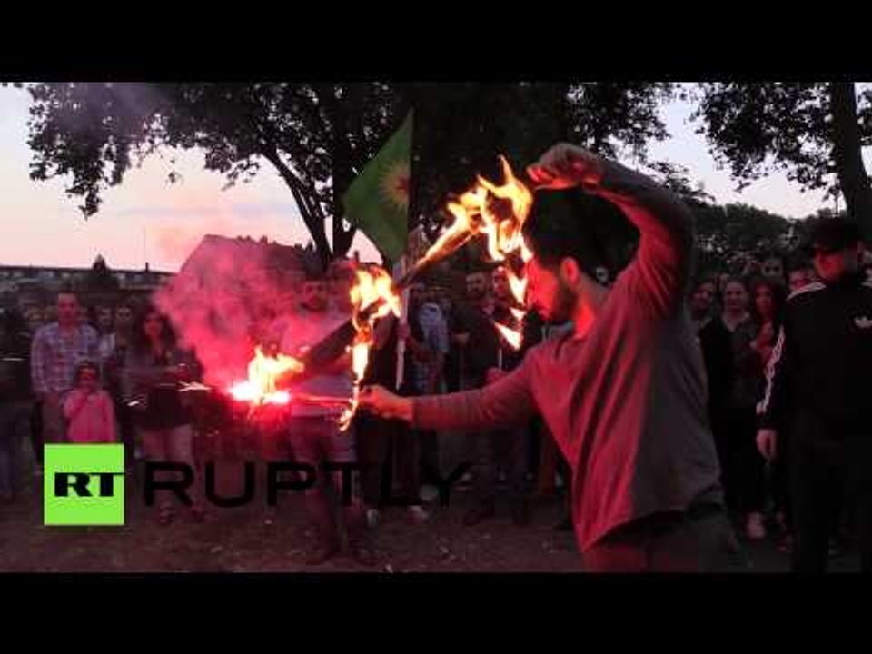 ISIS flag burns as London Kurds protest deadly Suruc terror attack