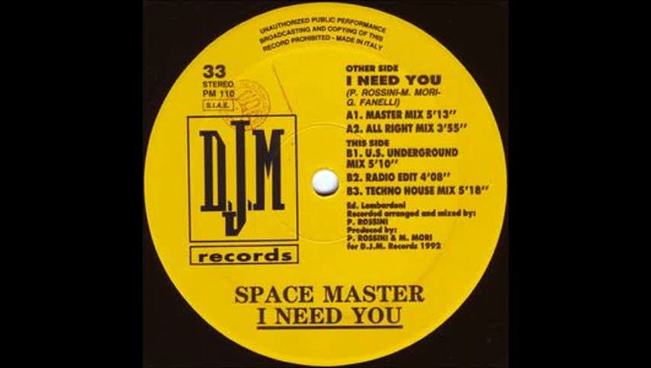 Space Master Feat D.J.G. - I Need You (U.S. Underground Mix) (B1)