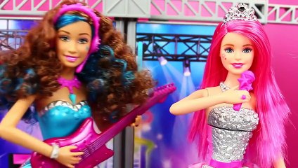 BARBIE MUSIC VIDEO + Disney Princess Rapunzel Love Story & Barbie Rock 'N Royals Dance DisneyCarToys