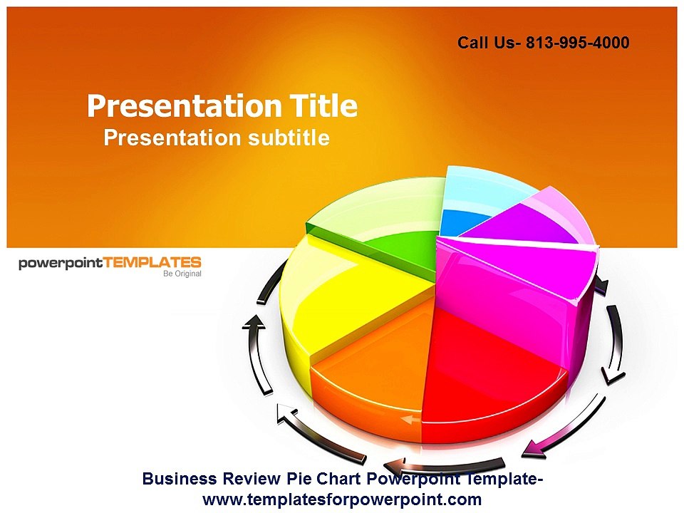 Business Review Pie Chart Powerpoint Template