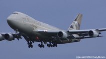 Etihad Boeing 747-400 Airbus A340 Landing in Frankfurt Airport. Plane Spotting