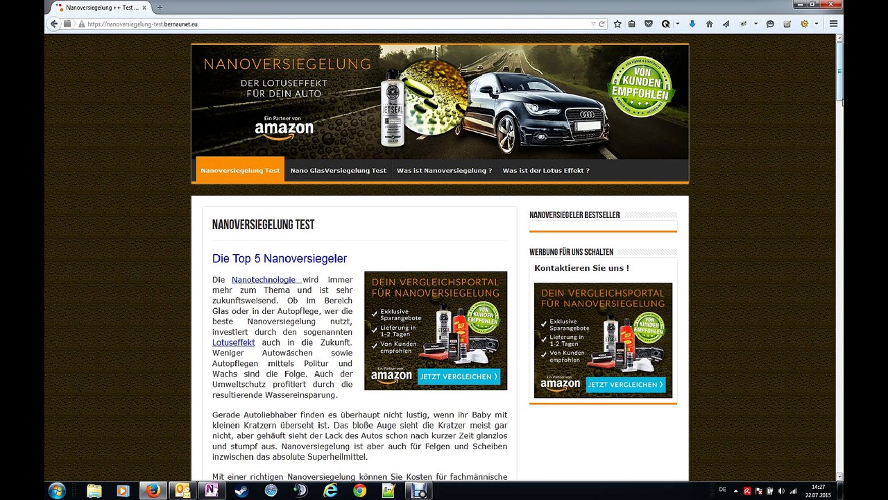 Nanoversiegelung Test im July