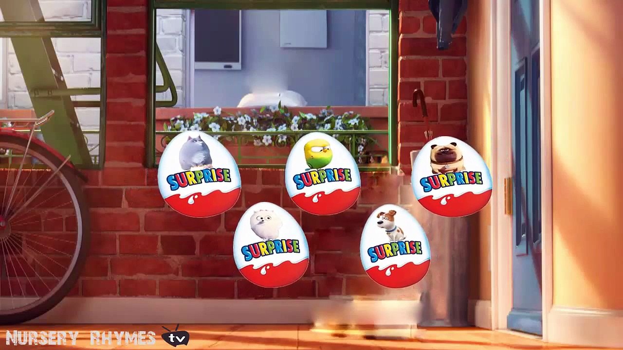 The Secret Life of Pets Surprise Eggs Finger Family - Disney Pixar Nursery Rhyme - for kids