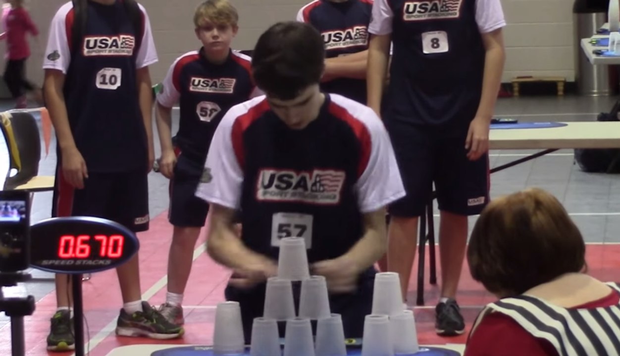 Kid Sets the Cup Stacking WORLD RECORD | What's Trending Now