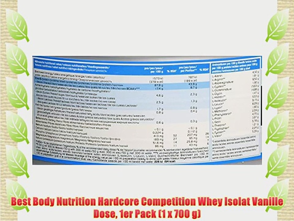 Best Body Nutrition Hardcore Competition Whey Isolat Vanille Dose 1er Pack (1 x 700 g)