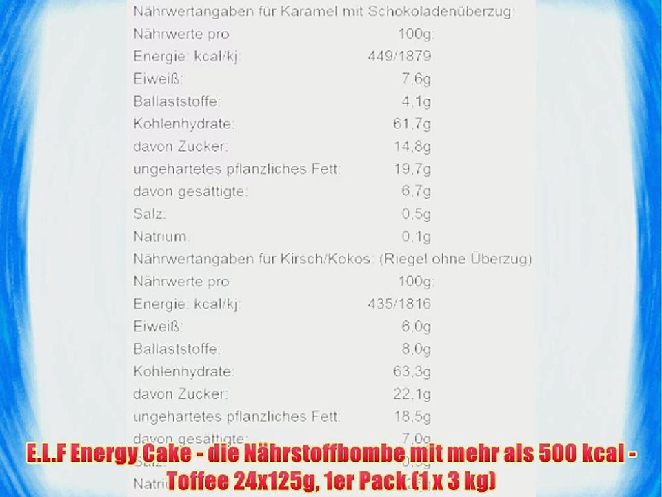 E.L.F Energy Cake - die N?hrstoffbombe mit mehr als 500 kcal - Toffee 24x125g 1er Pack (1 x