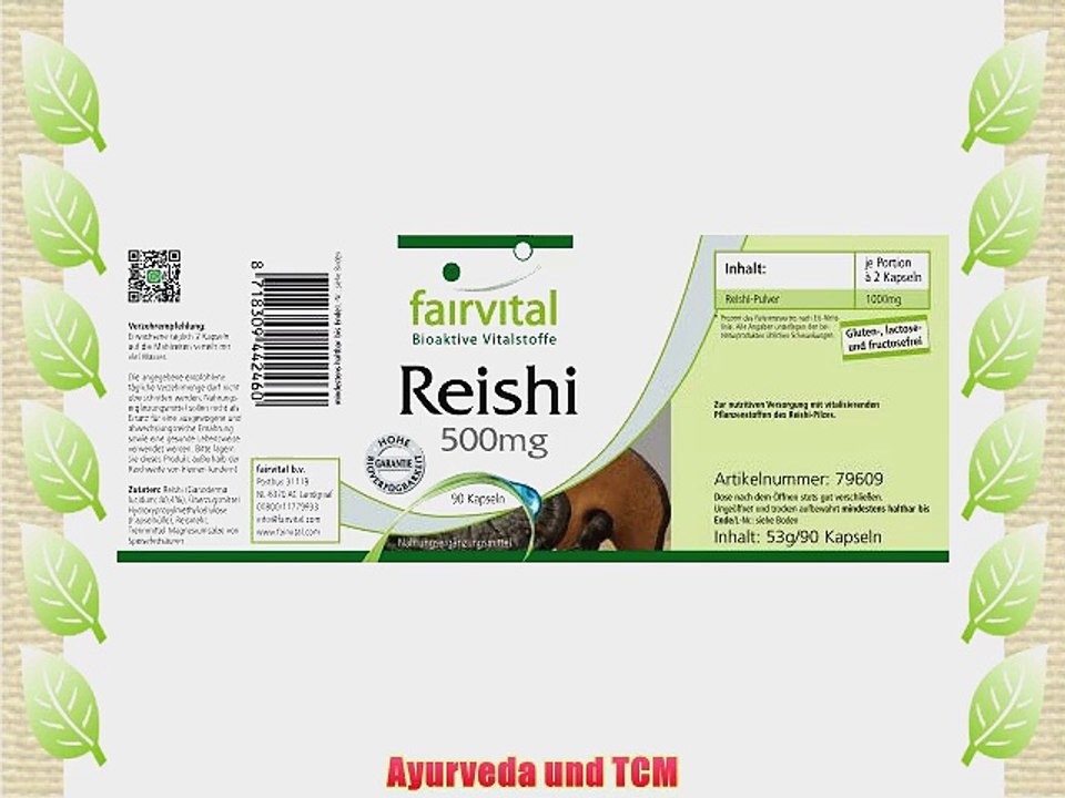 Reishi 500 mg Reishi-Pulver pro Kapsel Ling Zhi 90 vegetarische Kapseln