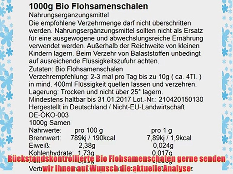 Goldener Zweig - naturreine BIO Flohsamenschalen - 1kg