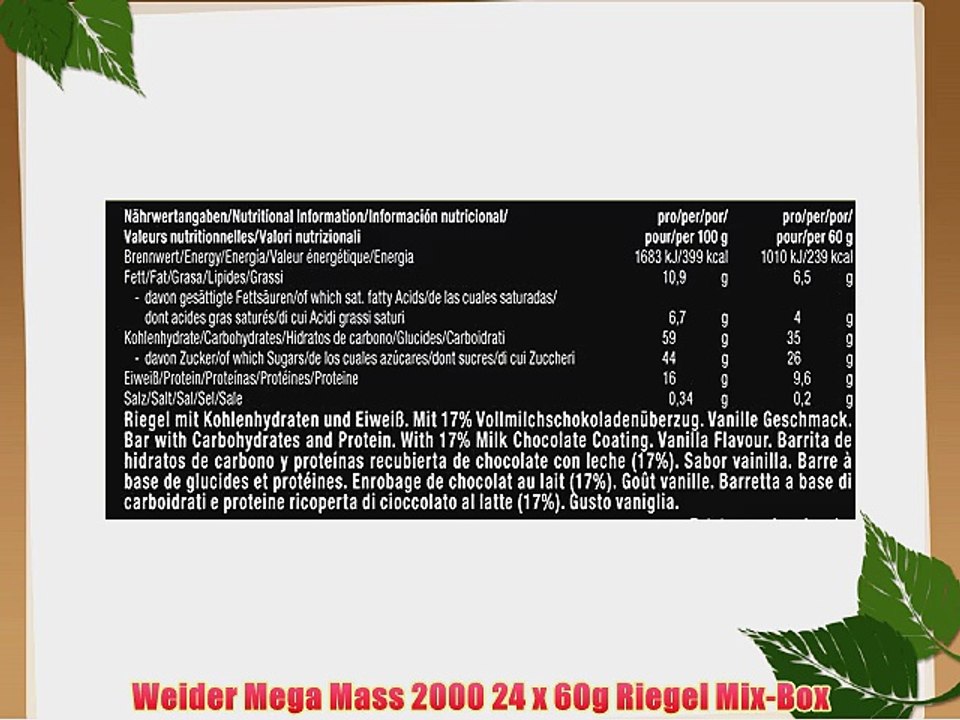 Weider Mega Mass 2000 24 x 60g Riegel Mix-Box