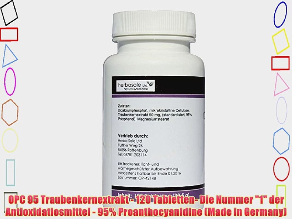 OPC 95 Traubenkernextrakt - 120 Tabletten- Die Nummer 1 der Antioxidatiosmittel - 95% Proanthocyanidine