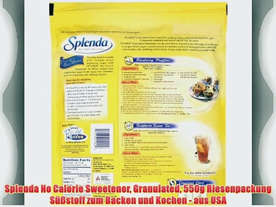 Splenda No Calorie Sweetener Granulated 550g Riesenpackung S??stoff zum Backen und Kochen -