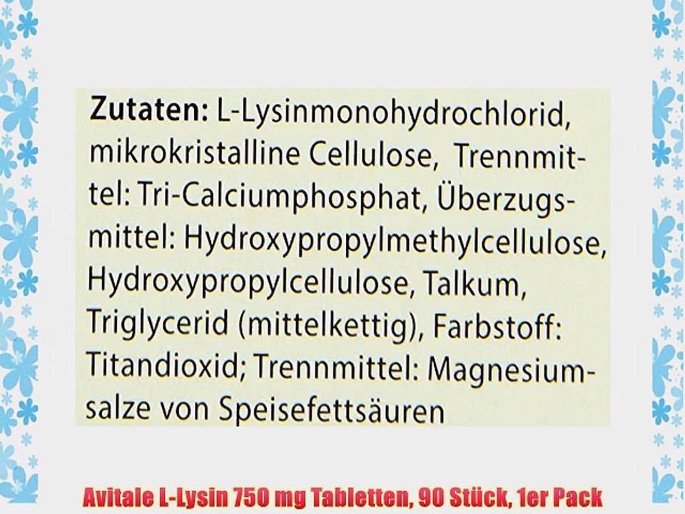 Avitale L-Lysin 750 mg Tabletten 90 St?ck 1er Pack