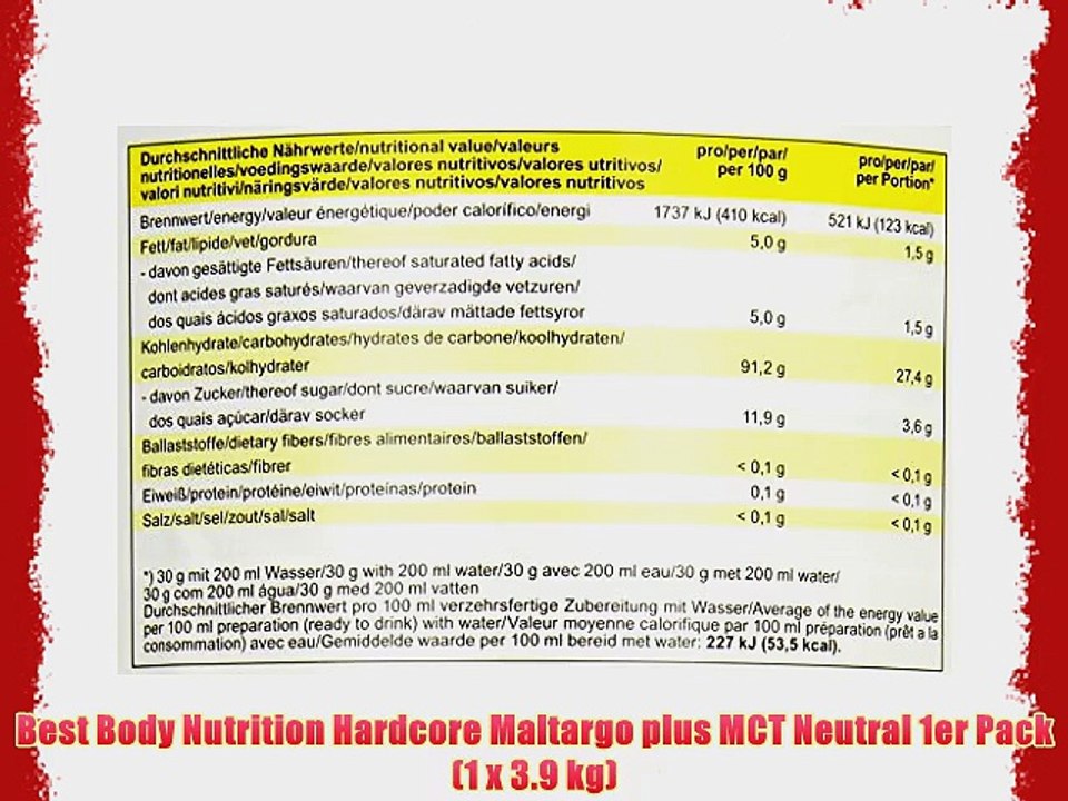 Best Body Nutrition Hardcore Maltargo plus MCT Neutral 1er Pack (1 x 3.9 kg)