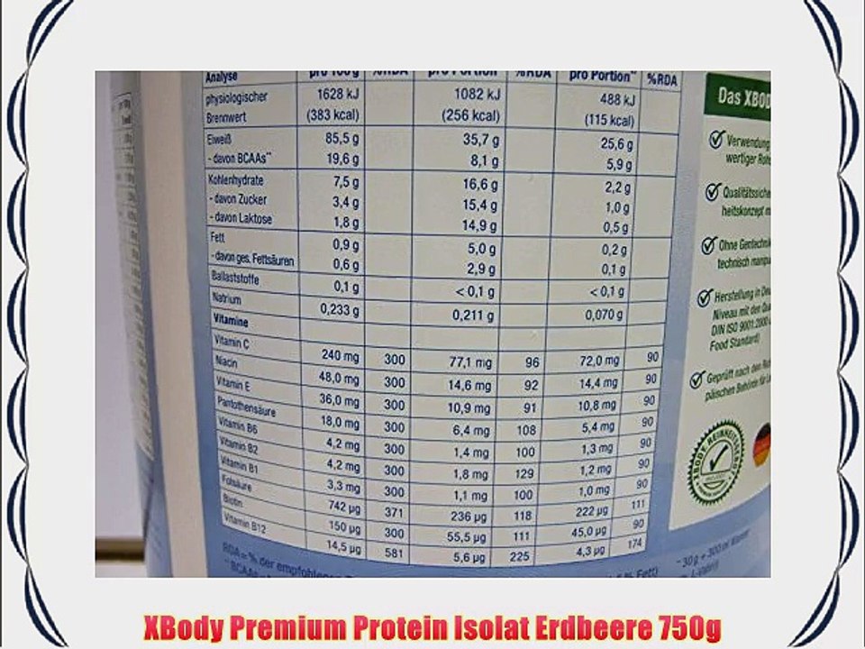 XBody Premium Protein Isolat Erdbeere 750g