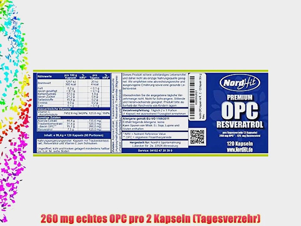 NordHit Premium OPC Kapseln mit Resveratrol   Vitamin C - 120 Kapseln (994 g)