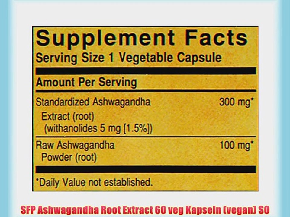 SFP Ashwagandha Root Extract 60 veg Kapseln (vegan) SO