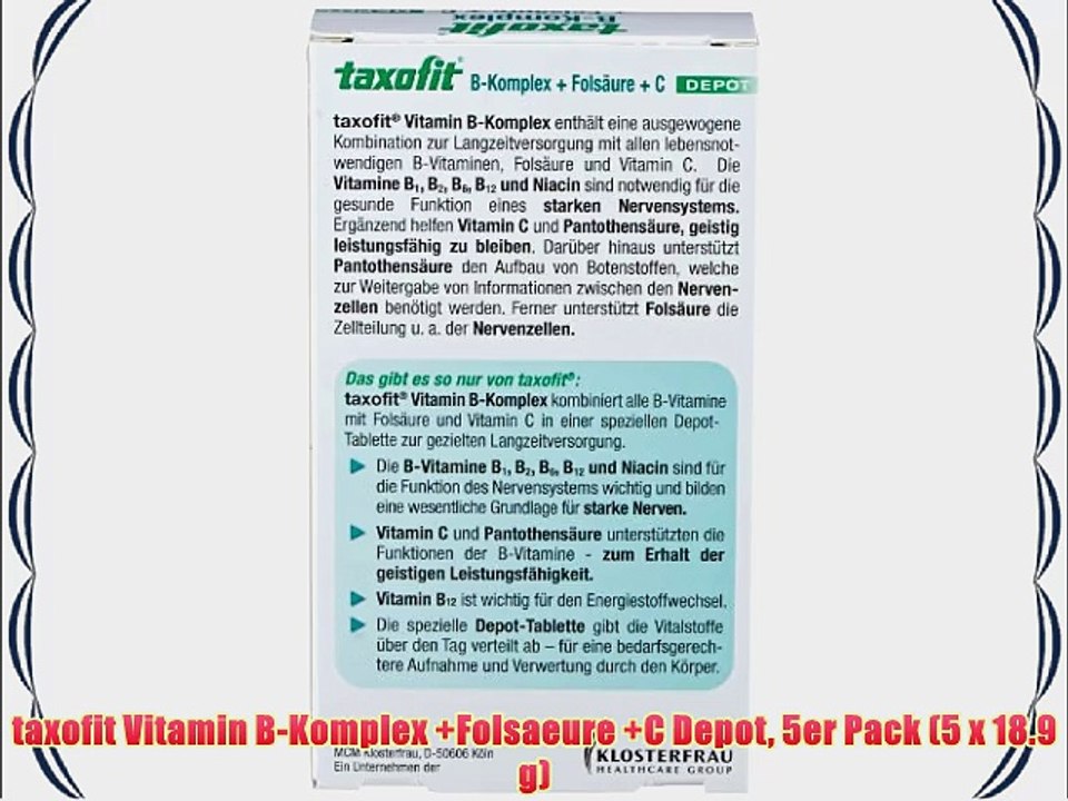 taxofit Vitamin B-Komplex  Folsaeure  C Depot 5er Pack (5 x 18.9 g)