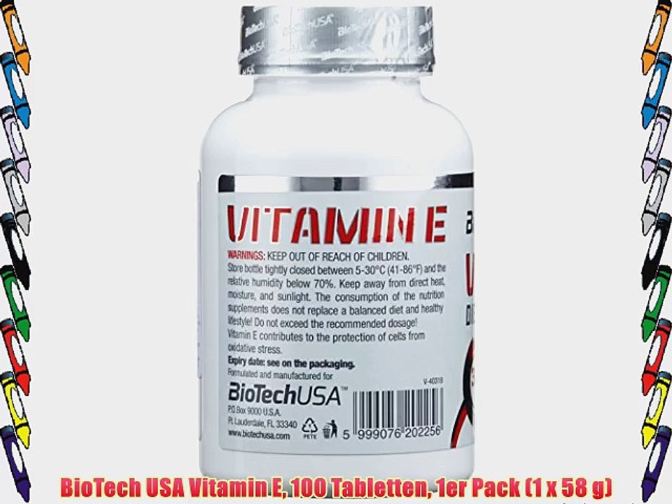 BioTech USA Vitamin E 100 Tabletten 1er Pack (1 x 58 g)