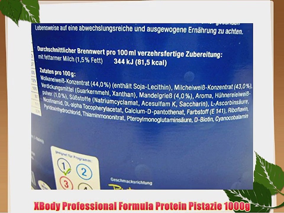 XBody Professional Formula Protein Pistazie 1000g
