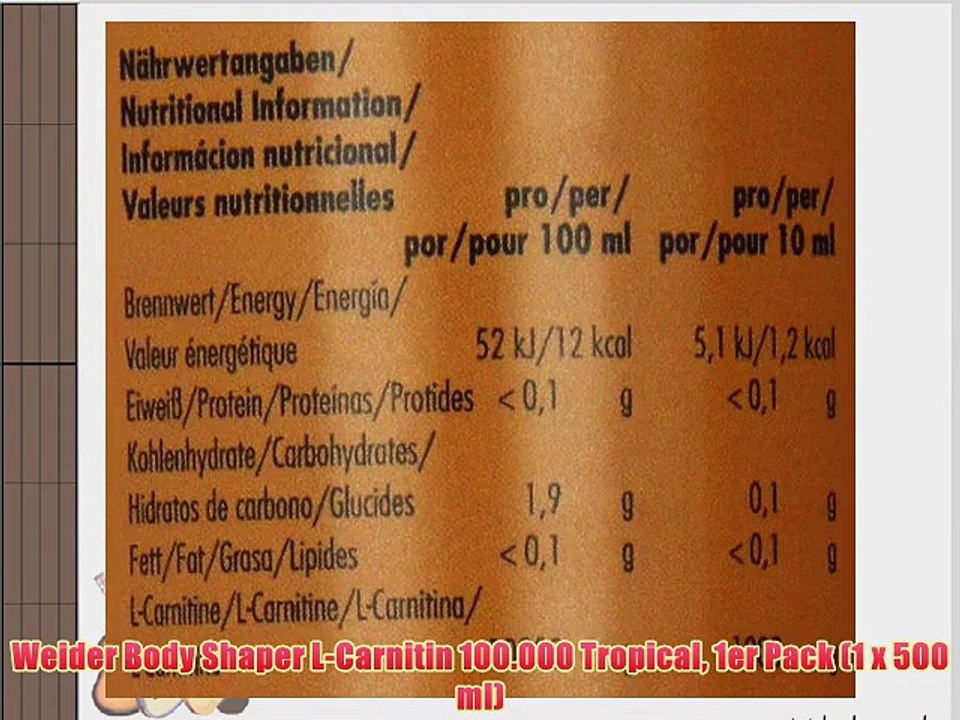 Weider Body Shaper L-Carnitin 100.000 Tropical 1er Pack (1 x 500 ml)