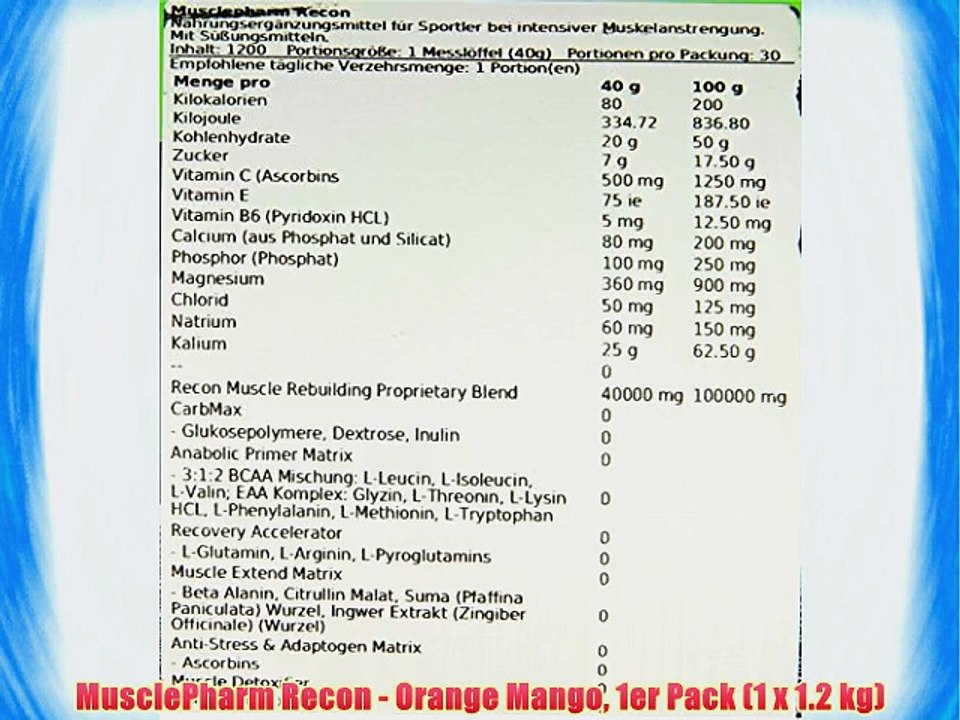MusclePharm Recon - Orange Mango 1er Pack (1 x 1.2 kg)