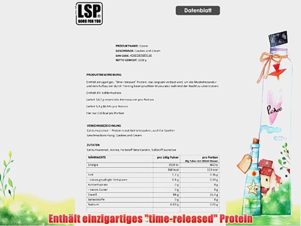 LSP 100% Casein Cookies and Cream 1er Pack (1 x 2.5 kg)