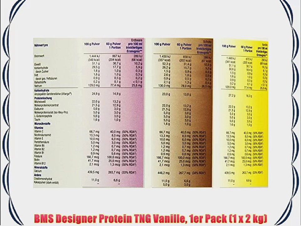 BMS Designer Protein TNG Vanille 1er Pack (1 x 2 kg)