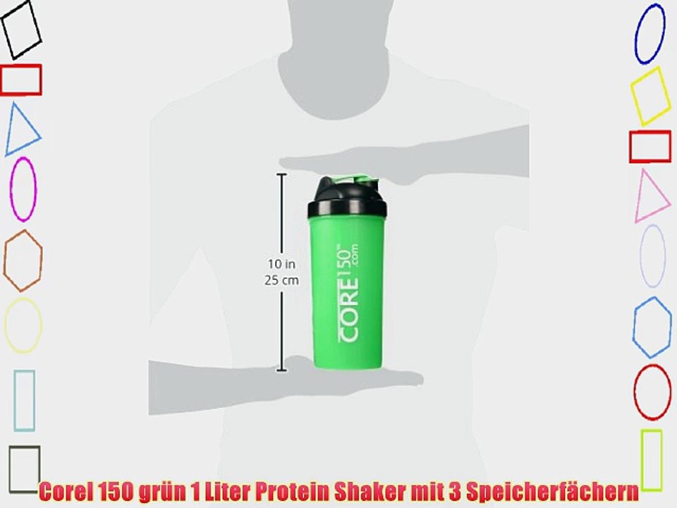 Corel 150 gr?n 1 Liter Protein Shaker mit 3 Speicherf?chern