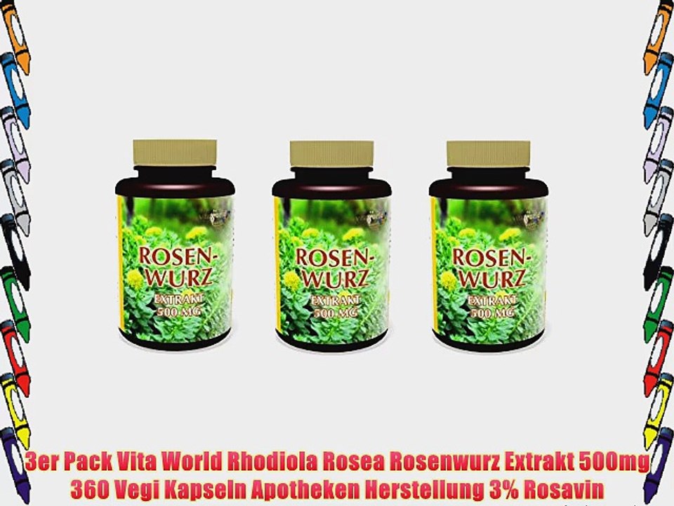 3er Pack Vita World Rhodiola Rosea Rosenwurz Extrakt 500mg 360 Vegi Kapseln Apotheken Herstellung