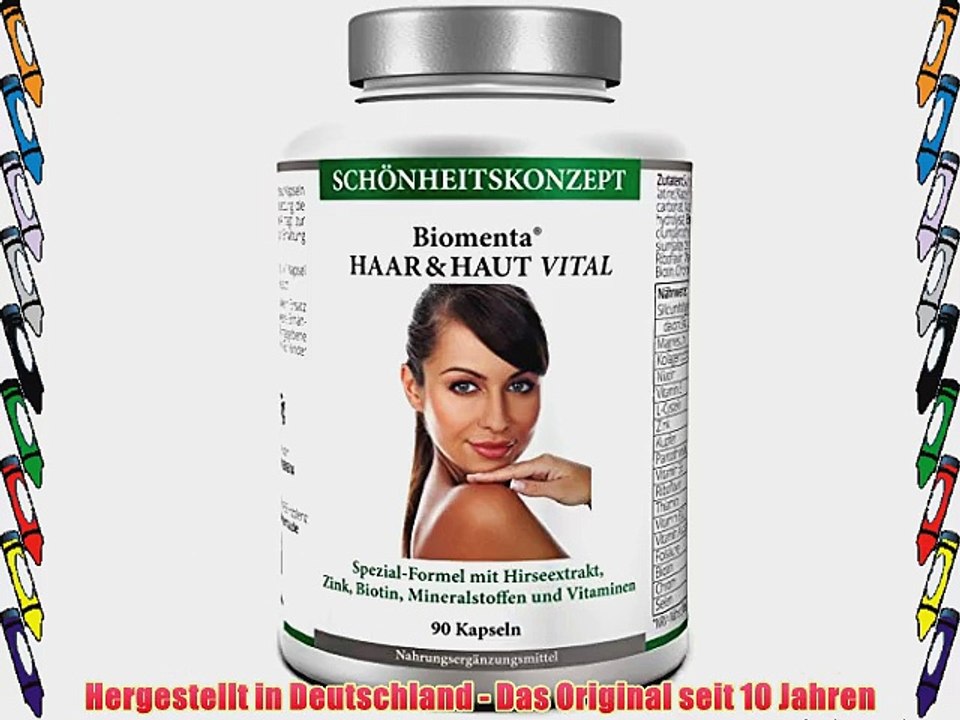 Haut Vitamine Hochdosiert Pickel - Haar aktiv (90 Kapseln 3 Monatskur) - Biotin Kollagen Zink