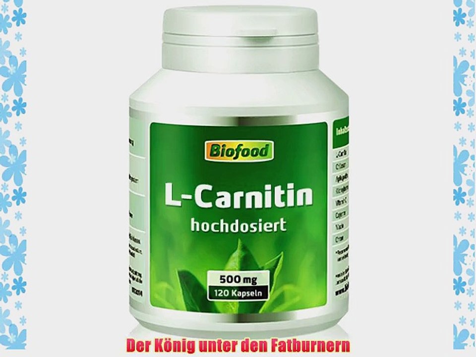 Biofood L-Carnitin 500mg hochdosiert 120 Kapseln - der K?nig der Fettburner