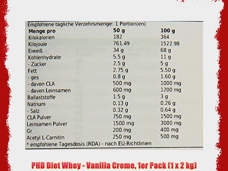 PHD Diet Whey - Vanilla Creme 1er Pack (1 x 2 kg)