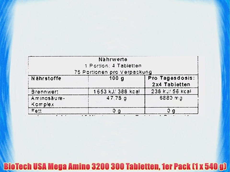 BioTech USA Mega Amino 3200 300 Tabletten 1er Pack (1 x 540 g)