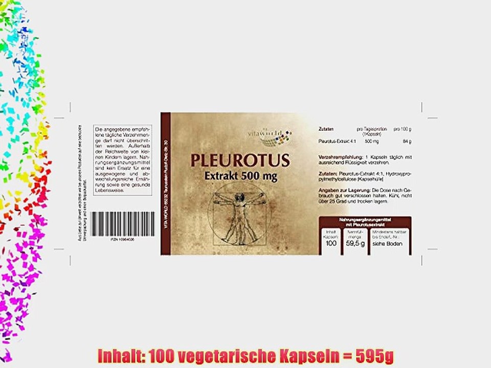 Vita World Pleurotus Extrakt 4:1 500mg 100 Vegi Kapseln Apotheken Herstellung