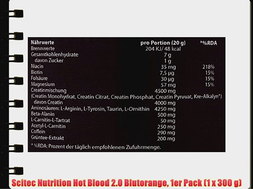Scitec Nutrition Hot Blood 2.0 Blutorange 1er Pack (1 x 300 g)