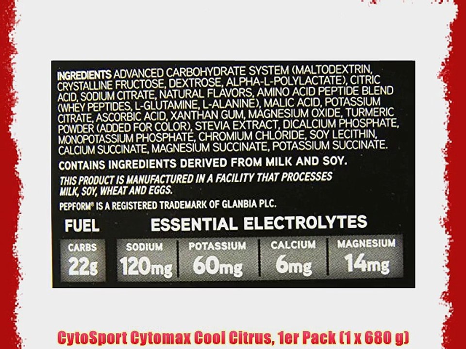 CytoSport Cytomax Cool Citrus 1er Pack (1 x 680 g)