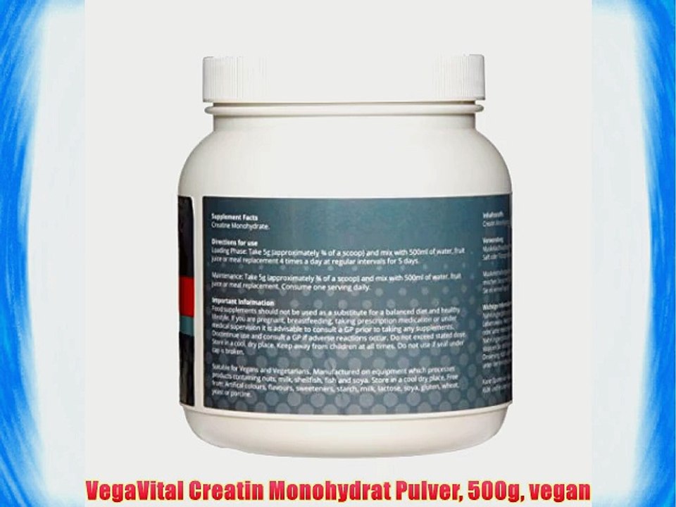 VegaVital Creatin Monohydrat Pulver 500g vegan