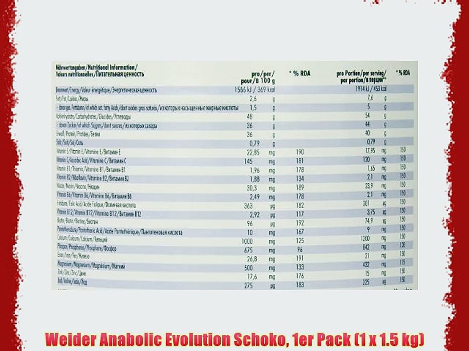 Weider Anabolic Evolution Schoko 1er Pack (1 x 1.5 kg)