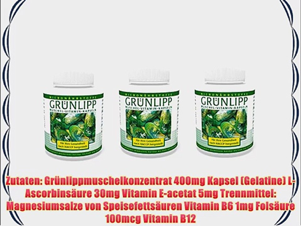 3er Pack Vita World Gruenlippmuschel 400mg   Vitamine 540 Kapseln Apotheken Herstellung